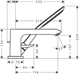 Смеситель на борт ванны Hansgrohe Metris 31190000
