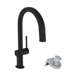 Смеситель для кухни Hansgrohe Aqittura M91 вытяжной излив FilterSystem 210 подключение к фильтру, черный матовый 76803670