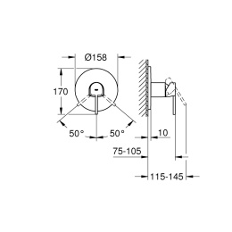 Встраиваемый смеситель Grohe Plus для душа, круглая розетка, хром