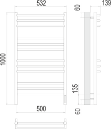 Электрический полотенцесушитель Terminus Прато П12 500х1000 электро (sensor quick touch)