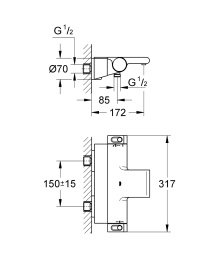 Термостатический смеситель Grohe Grohtherm 2000 с полочкой 34464001