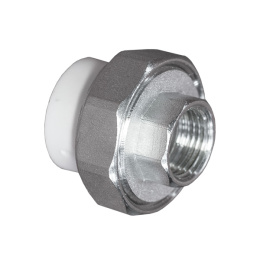 Муфта полипропиленовая Valfex комбинированная разъёмная (американка) с внутренней резьбой 20х3/4, белая