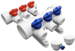 Коллекторная группа из полипропилена Valfex 32х20 на 6 выходов (2/1) (Valfex) БЕЛАЯ (ВАЛФ-РУС)