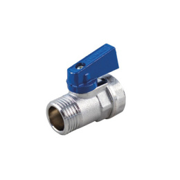 Кран шаровой Tiemme SMALL 2946 мини наруж./внутр. с синей рукояткой 1/2 x 1/2