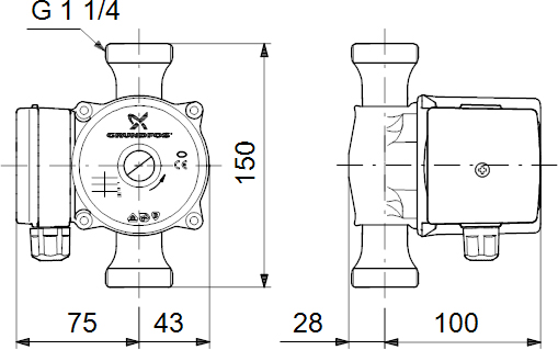 Циркуляционный насос Grundfos UP 20-30 N 150