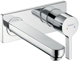 Встраиваемый смеситель Hansgrohe для раковины Metris S настенный, излив 225мм хром 31163000