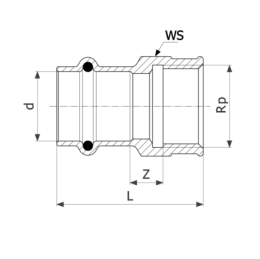 Соединительный элемент медный Viega Sanpress с SC-Contur d=54 (арт. 365 097)