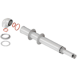 Комплект дымохода Rommer АНТИЛЕД 60/100 - 1000мм (Bosch, Buderus, Navien S/C/E, Baxi ECO Nova/Classic, Baltur, Fondital) в комплекте фланец