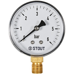 Манометр Stout радиальный, Dn 63 мм 1/4 , 0...6 бар, кл.2.5
