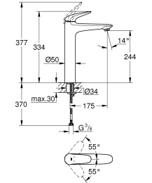 Высокий смеситель для раковины Grohe Eurostyle 23719003