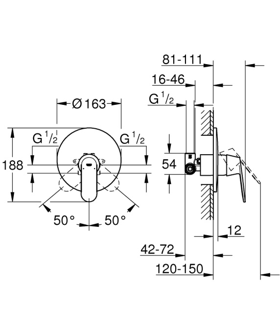 Встраиваемый смеситель Grohe Eurosmart Cosmopolitan 32880000