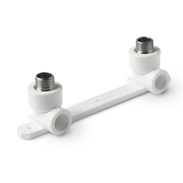 Угольник полипропиленовый PRO AQUA PP-R двойной с креплением НР белый (20-1/2), арт.PA280108P