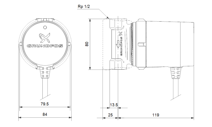 Циркуляционный насос Grundfos COMFORT 15-14 B PM RU