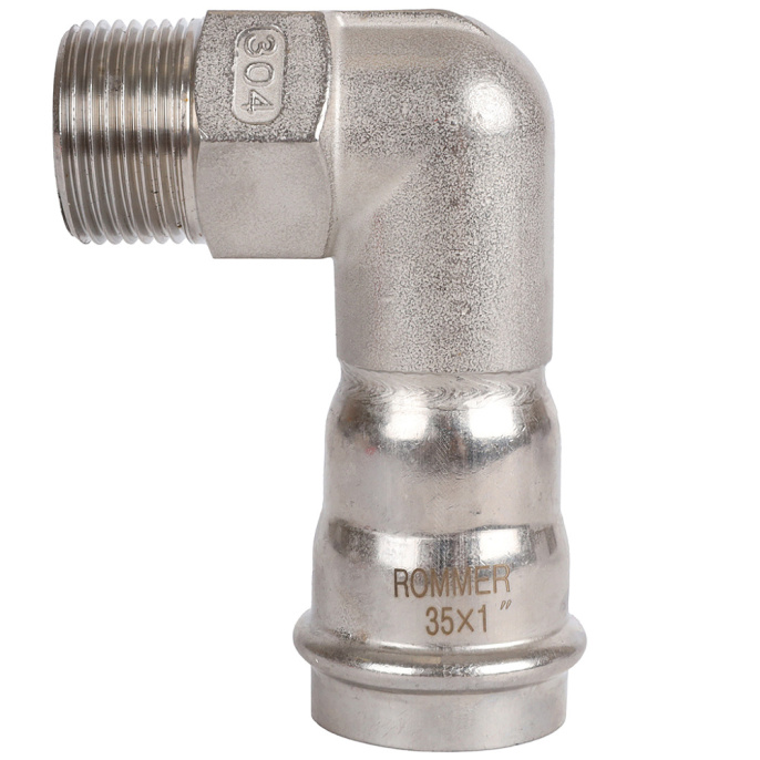 Угольник-переходник Rommer 35х1, ВПр-НР, нержавеющая сталь