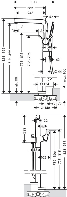Напольный смеситель Hansgrohe Talis S 72412000