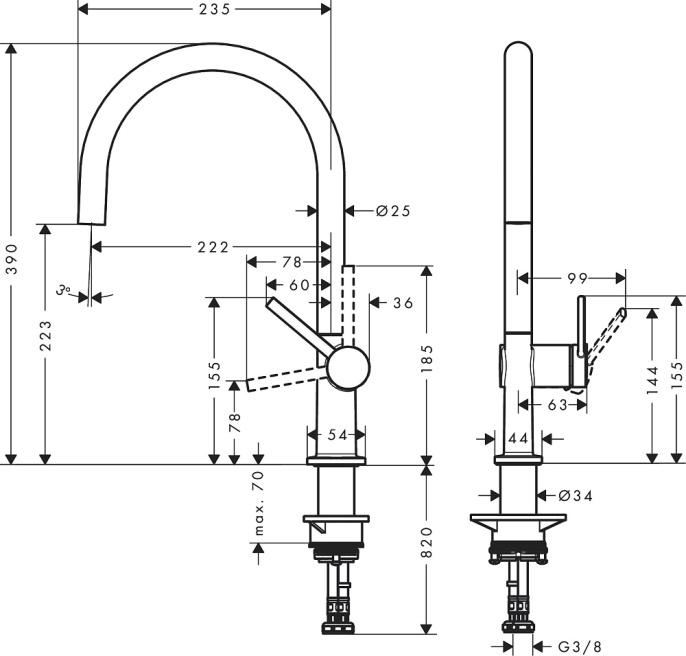 Смеситель для кухни Hansgrohe M54 Talis 220, хром