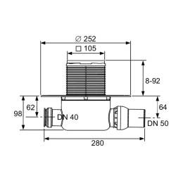 Трап дренажный TECE TECEdrainpoint S 120, горизонтальный с фланцем Seal System