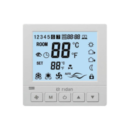 Электронный термостат Ридан Greencon-R 230V, 3 скорости вентилятора, RS485 Modbus, встраиваемый (193B0942R)