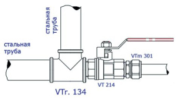 Тройник VALTEC 1/2 (VTr,134,N,0004) внутренняя-наружная резьба, никелированная латунь