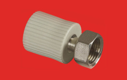 Муфта полипропиленовая FV-Plast 25х1 с накидной гайкой и вварным латунным патрубком, 223025