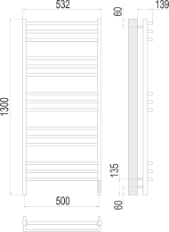 Электрический полотенцесушитель Terminus Прато П15 500х1300 электро (sensor quick touch)