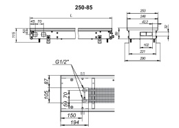 Внутрипольный конвектор с естественной конвекцией Techno KVZ 250-85-800