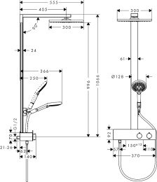 Душевая колонна Hansgrohe Raindance Showerpipe E 300 1jet 350 ST 27361000
