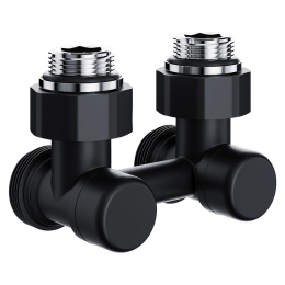 Узел нижнего подключения радиатора Royal Thermo Design, 1/2x3/4EK, угловой, 50 мм, черный
