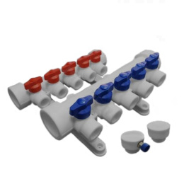 Коллекторная группа из полипропилена Valfex 40х20 на 5 выходов СЕРАЯ