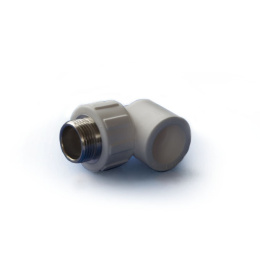 Угольник полипропиленовый ПОЛИТЭК комбинированный с наружной резьбой 20 x 1/2, белый