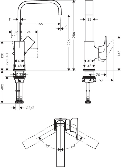Смеситель для раковины Hansgrohe Metropol 32511000