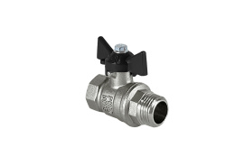 Кран шаровой Valfex латунный DeltaPro для воды 1/2 ВР/НР бабочка, НИКЕЛИР-Й