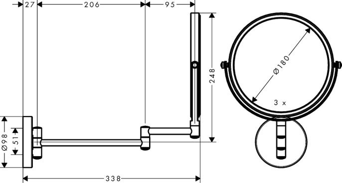Зеркало косметическое Hansgrohe Logis Universal 73561000