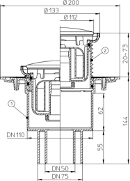 Трап HL 310NPr с круглой решёткой 112 мм