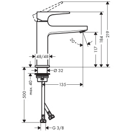 Смеситель для раковины Hansgrohe Metropol 110, золото