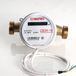 Водосчетчик VALTEC универсальный СВЭУ, проводной RS-485, до +90С, 1,5м3, 1/2, 110 мм, без сгонов