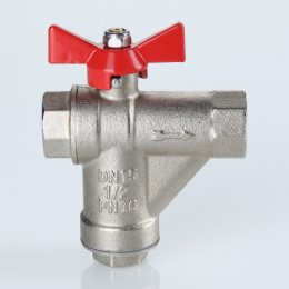 Кран шаровой VALTEC со встроенным прямым фильтром, рукоятка бабочка 1/2 ВВ
