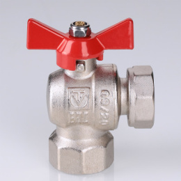 Кран шаровой VALTEC угловой с накидной гайкой 3/4 ВР-ВР (короткий)