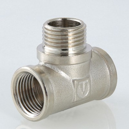 Тройник VALTEC 1/2 (VTr,132,N,0004) внутренняя-наружная резьба, никелированная латунь