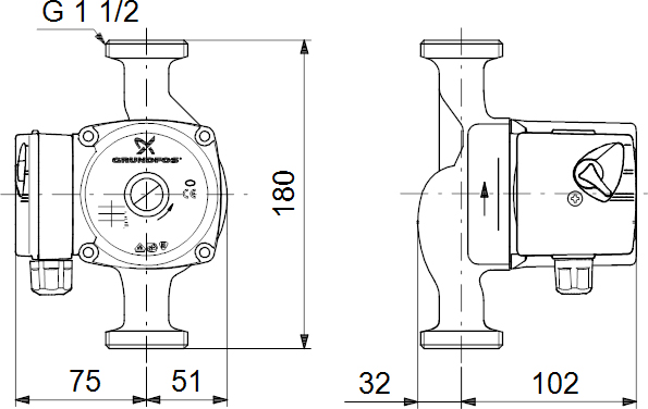 Циркуляционный насос Grundfos UPS 25-60 180