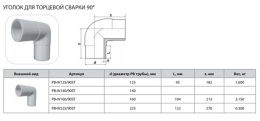Уголок Thermaflex 90гр. для торцевой сварки PB-W160/90ST