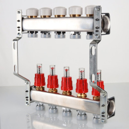Блок коллекторный VALTEC с расход. 1х6 вых Евроконус 3/4