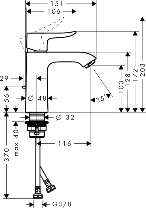 Смеситель для раковины Hansgrohe Metris 31080000