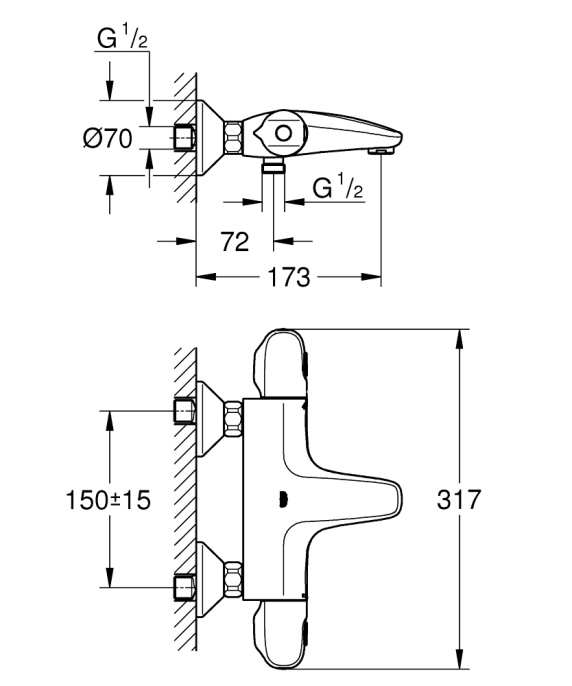 Термостатический смеситель Grohe Grohtherm 1000 34155003