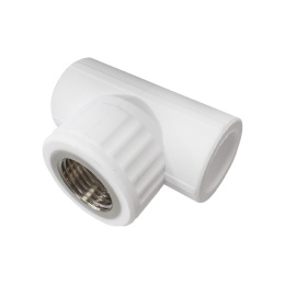 Тройник полипропиленовый Valfex переходной с внутренней резьбой 20х1/2х20, белый