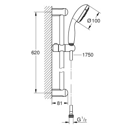 Душевой гарнитур Grohe Tempesta New 100, 600 мм, хром (27598001)