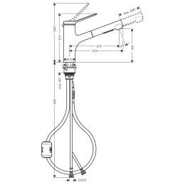 Смеситель для кухни Hansgrohe Zesis M33 150, с вытяжным душем, под сталь