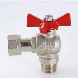 Кран шаровой VALTEC угловой с накидной гайкой и наружной резьбой 1/2 х 1/2