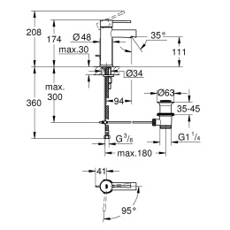 Смеситель для раковины Grohe Essence+, S-size, хром