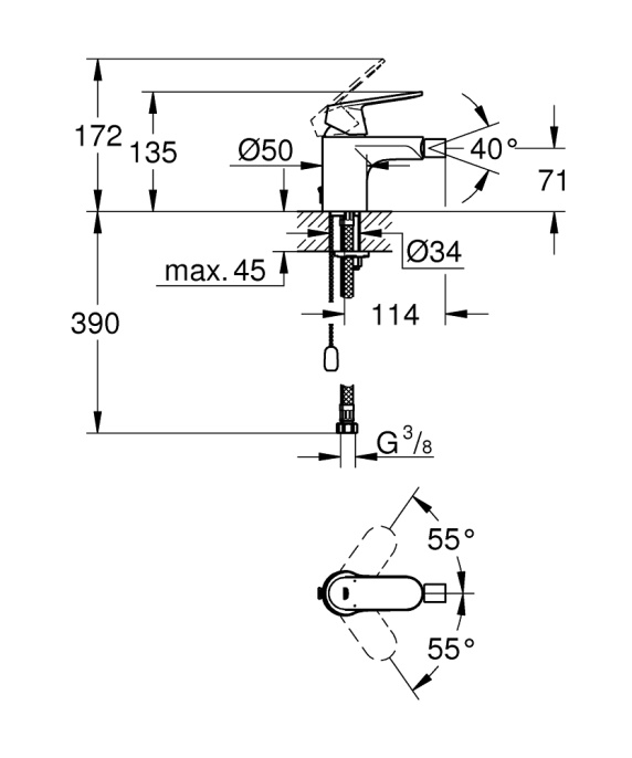 Смеситель для биде Grohe Eurosmart Cosmopolitan 32840000
